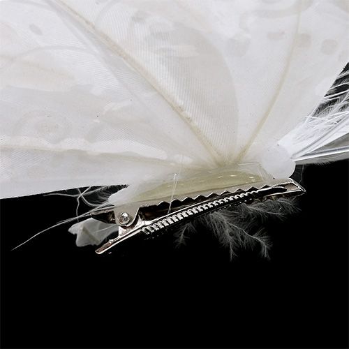 Product Feather butterfly 11.5cm with clip white 3pcs
