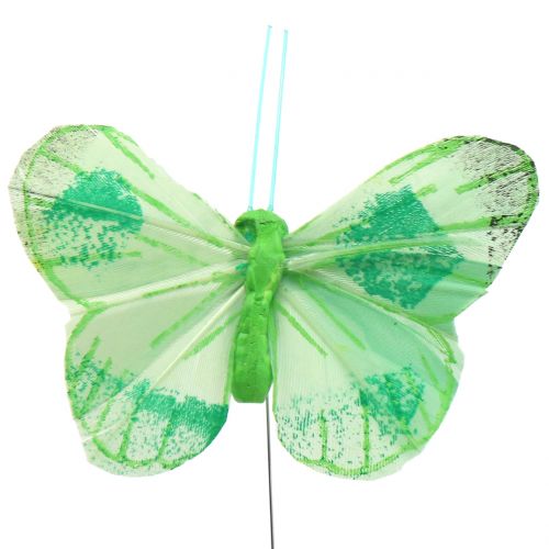Product Feather butterfly on wire colored 6cm 12pcs