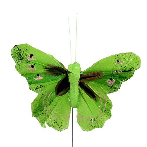 Product Feather butterfly 8.5cm green 12pcs