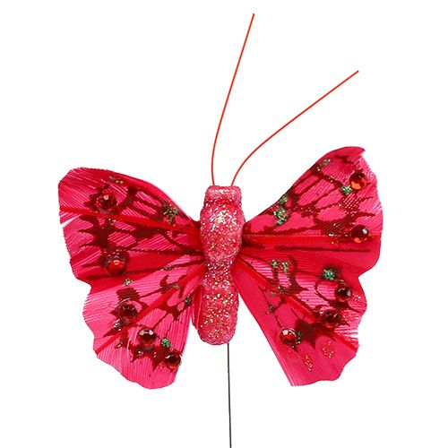 Product Feather butterfly with glitter 5cm colored assort. 24pcs