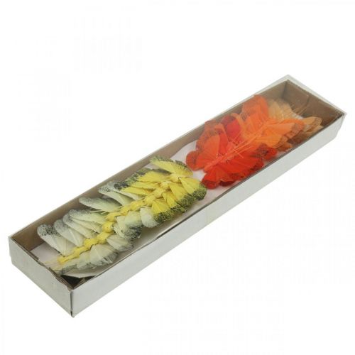 Product Feather butterfly on wire 5cm orange, yellow 24 pcs