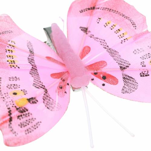 Floristik24 Butterfly on clip pink 6cm 10 pieces