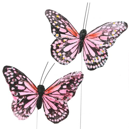 Floristik24 Butterfly on wire pink 11cm 12pcs