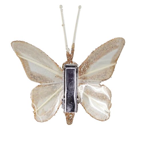 Product Feather butterflies on clip white gold 5cmx4.5cm 4 pcs