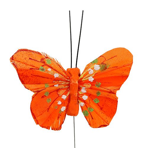 Product Feather butterflies 6cm yellow, orange 24pcs