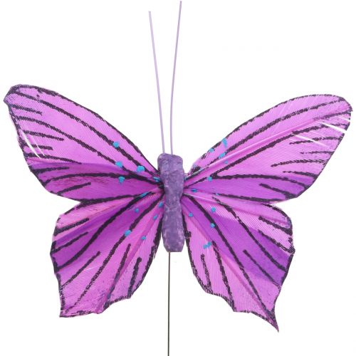 Floristik24 Feather butterflies purple 8.5cm 12pcs