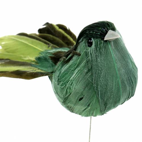 Floristik24 Feather bird on wire green 12cm 4pcs