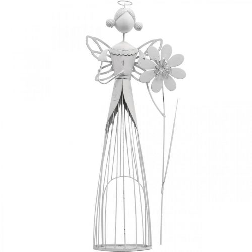 Floristik24 Blossom fairy with flower, spring decoration, metal lantern, flower fairy made of metal white H40.5cm