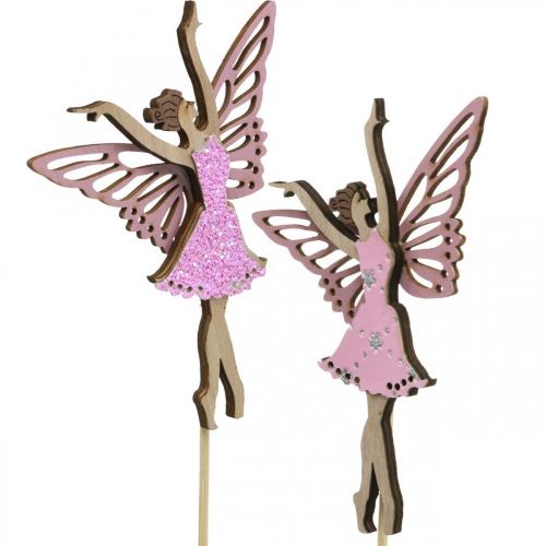 Product Flower decoration, elf to stick, spring decoration, decorative plug dancing fairy nature, pink 6pcs