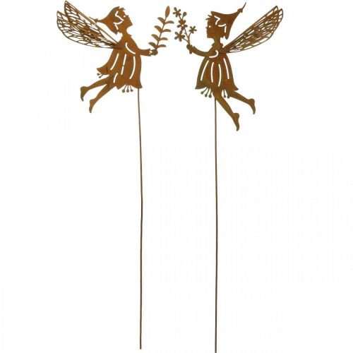 Floristik24 Spring fairy on a stick, decorative plug, flower elf made of metal patina L33cm 4 pieces