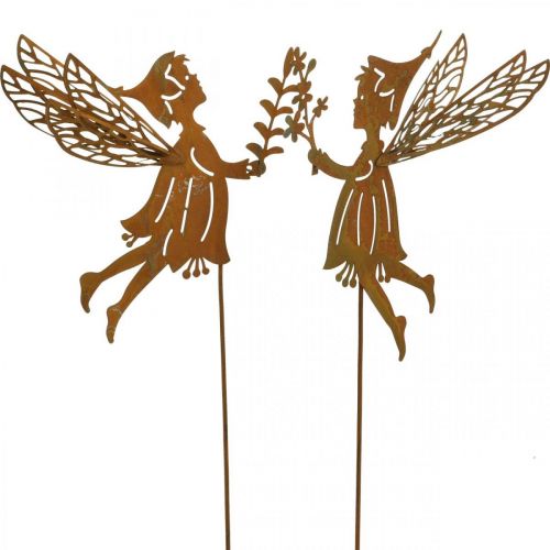 Floristik24 Spring fairy on a stick, decorative plug, flower elf made of metal rust L33cm 4 pcs