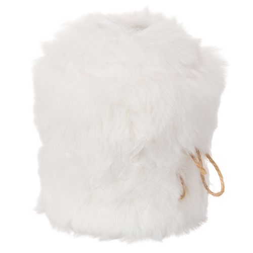 White fluffy decorative ribbon, faux fur roll, 10x140cm, 3 pieces