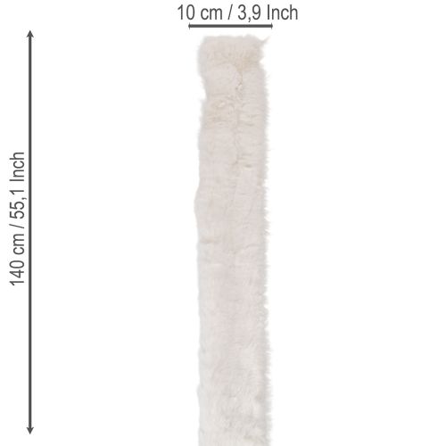 White fluffy decorative ribbon, faux fur roll, 10x140cm, 3 pieces | Floristik24.ie