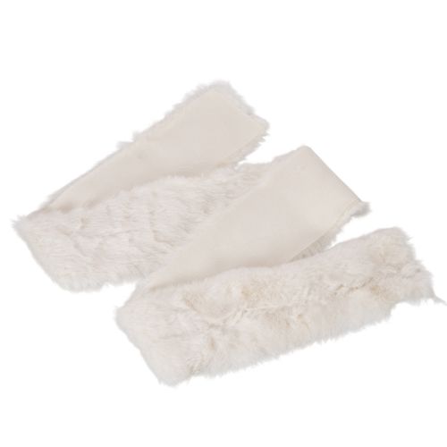 White fluffy decorative ribbon, faux fur roll, 10x140cm, 3 pieces | Floristik24.ie