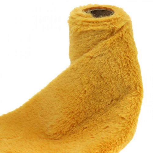 Fur ribbon yellow faux fur for handicrafts table runner 15 × 150cm