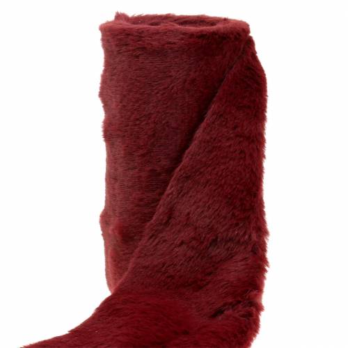Decorative fur ribbon dark red 15cm x 200cm