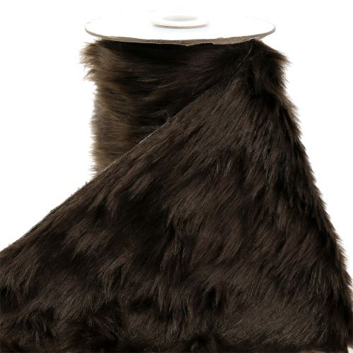 Floristik24 Deco fur ribbon dark brown 16x200cm