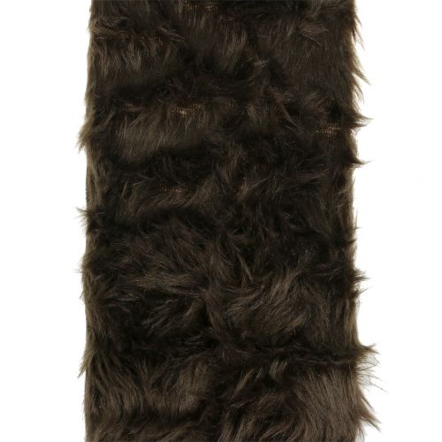 Floristik24 Deco fur ribbon dark brown 16x200cm