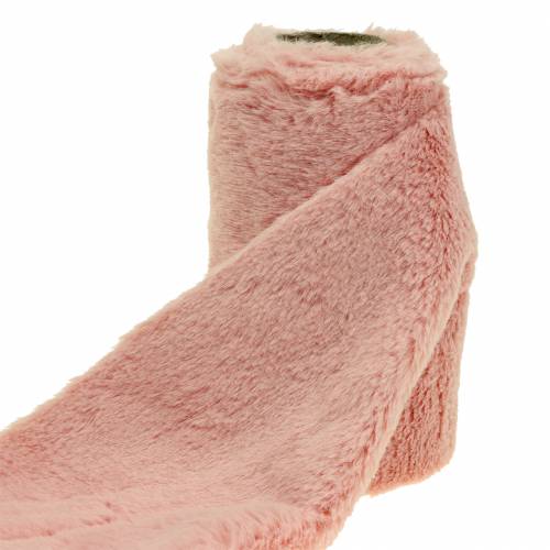 Floristik24 Decorative fur ribbon pink 15cm x 200cm