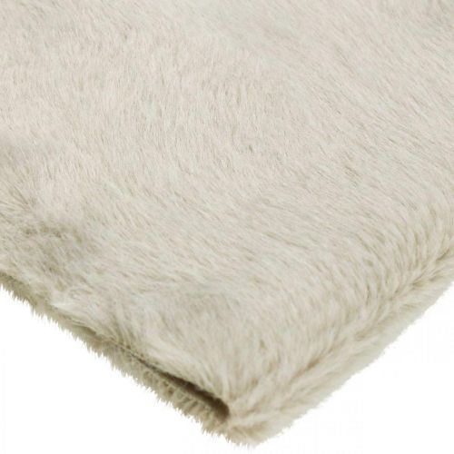Table runner faux fur beige, table band decorative fur 15×200cm