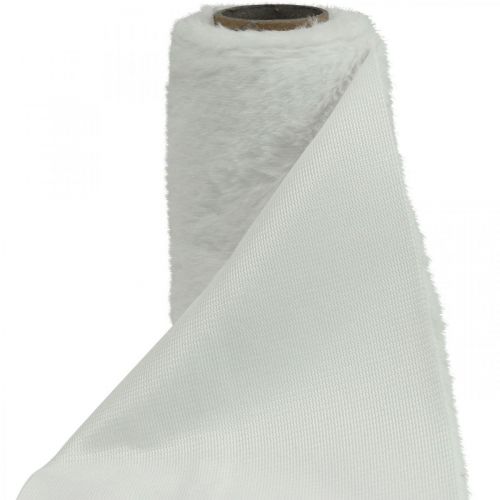 Floristik24 Table runner faux fur white decorative fur table band 15×200cm