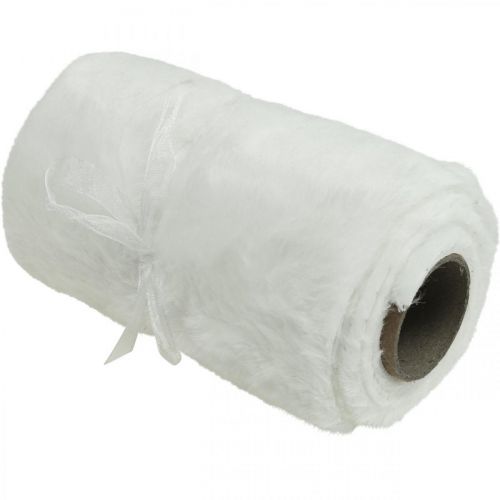 Floristik24 Table runner faux fur white decorative fur table band 15×200cm
