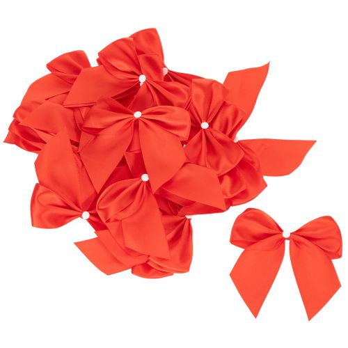 Decorative red bow, pre-tied for crafting and packaging, 11cm, 25 pieces | Floristik24.ie