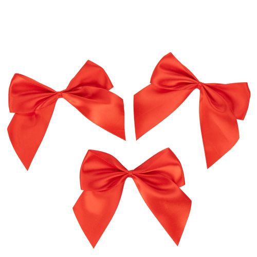 Decorative red bow, pre-tied for crafting and packaging, 11cm, 25 pieces | Floristik24.ie