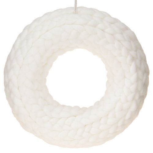 Floristik24 Felt decoration wool decorative wreath in white for hanging Ø25cm