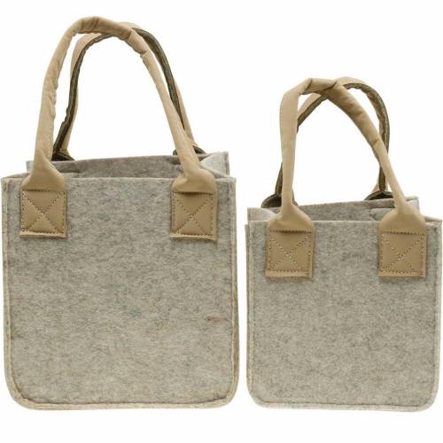 Floristik24 Felt planter felt beige felt basket with handles felt decoration set of 2