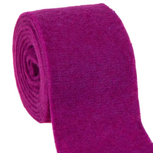 Felt wool ribbon, fuchsia, 15cm x 5m, for decoration and crafting