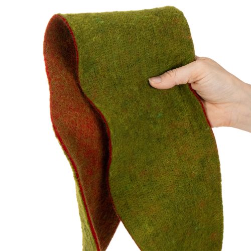Wool felt tape as a two-tone pot band for floristry, green/red, 15cm x 5m | Floristik24.ie
