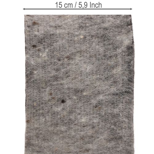 Two-tone wool felt pot hinge, grey/black, 15cm x 5m | Floristik24.ie