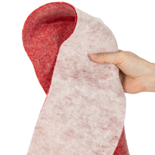 Felt ribbon, 100% wool, two-tone, as pot holder, felt ribbon white/red, 15cm x 5m | Floristik24.ie