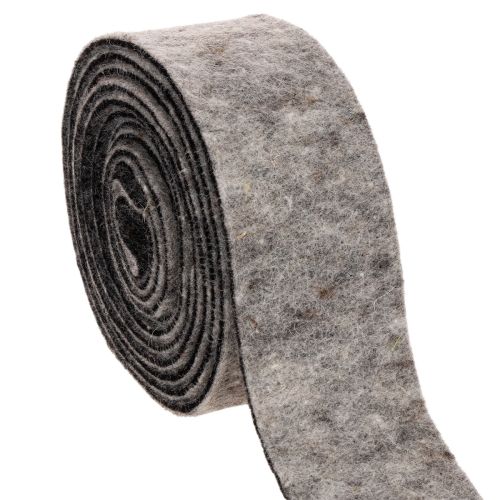 Felt tape, pot strap, 100% wool, grey/black, 7.5cm wide, 5m long buy online | Floristik24.ie