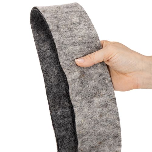 Felt tape, pot strap, 100% wool, grey/black, 7.5cm wide, 5m long | Floristik24.ie