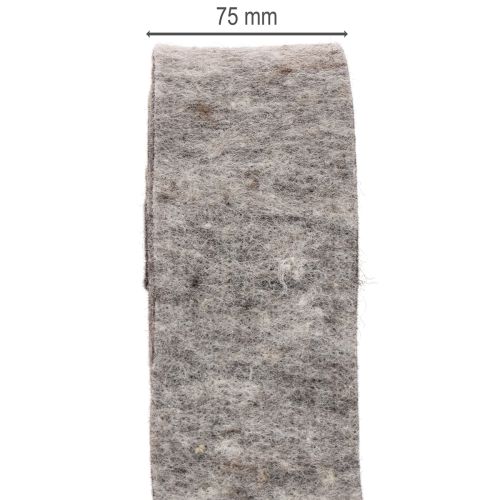 Felt tape, pot strap, 100% wool, grey/black, 7.5cm wide, 5m long | Floristik24.ie
