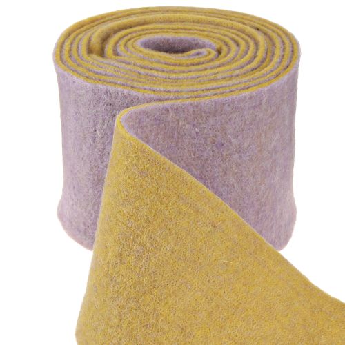 Floristik24 Felt ribbon, pot ribbon, wool ribbon two-tone mustard yellow, violet 15cm 5m
