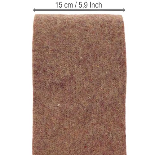 Two-tone felt tape made of wool felt, 100% wool, purple/brown, 15cm x 5m | Floristik24.ie