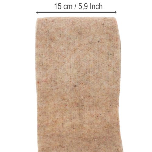 Wool felt felt ribbon, two-tone, sold by the meter for creative projects, brown/white, 15cm x 5m | Floristik24.ie