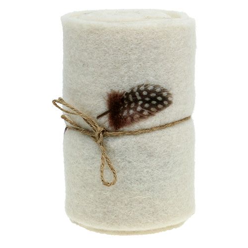 Floristik24 Felt ribbon cream with pattern feather 15cm 2m