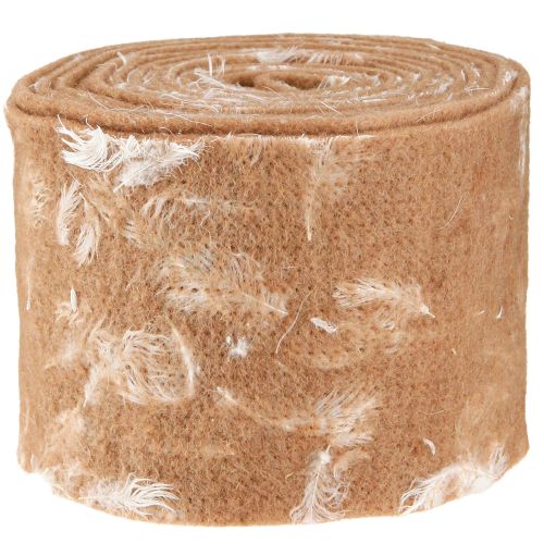 Floristik24 Felt ribbon wool ribbon decorative fabric brown feathers wool felt 15cm 5m