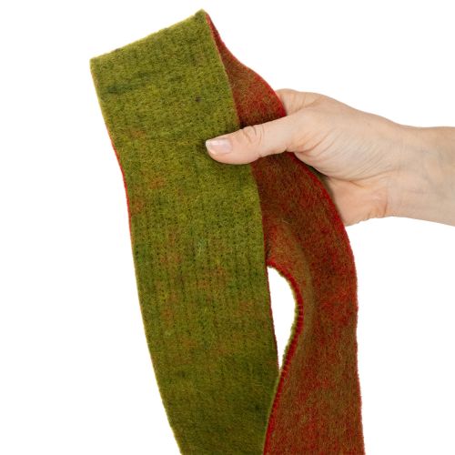 Felt tape, two-tone pot holder tape, 100% wool, red/green, 7.5cm wide, 5m long | Floristik24.ie