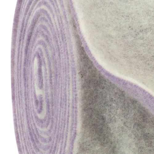 Product Felt ribbon 15cm x 5m two-tone light purple, white