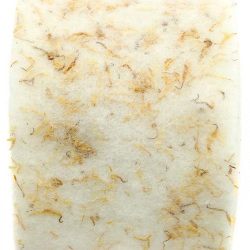 Floristik24 Felt ribbon deco cream with yellow flowers pot ribbon 15cm×5m