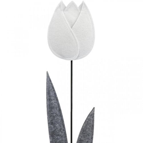 Product Felt flower felt deco flower tulip white H68cm