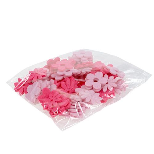 Floristik24 Felt flower pink, pink 3.5cm 96p