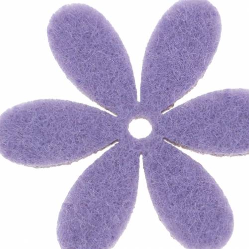 Product Felt flower lilac, white assorted 4.5cm 54p