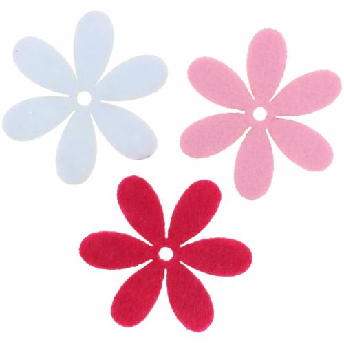 Floristik24 Felt flower Ø4.5cm pink, white, pink assorted 54pcs