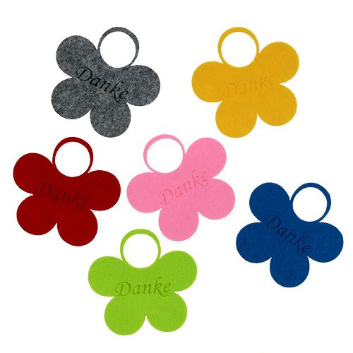 Felt flower pendant “Thank you” 10cm 8pcs